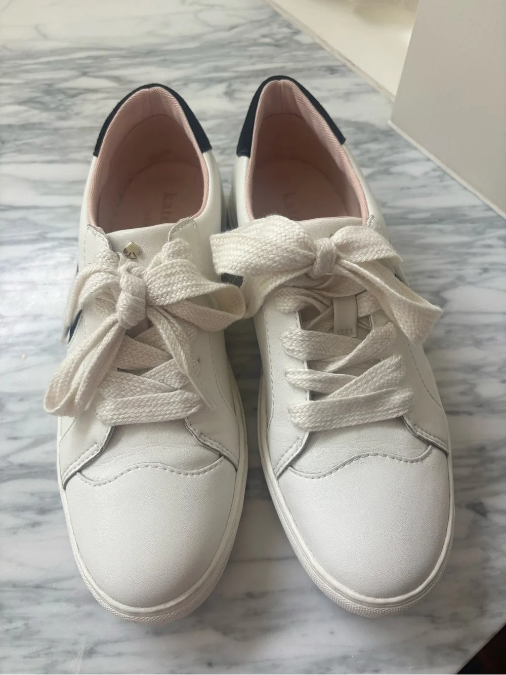 kate spade White Sneakers with Black Heel & Logo